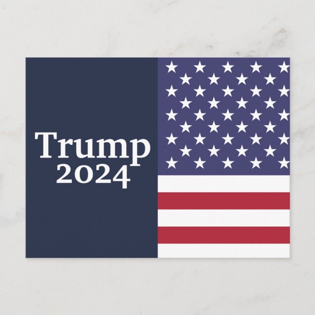Cartão Postal Trump 2024 American Flag on Blue (Frente)