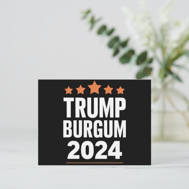 Cartão Postal Trump Burgum para Presidente 2024 Eleição nos EUA (Em pé/Frente)