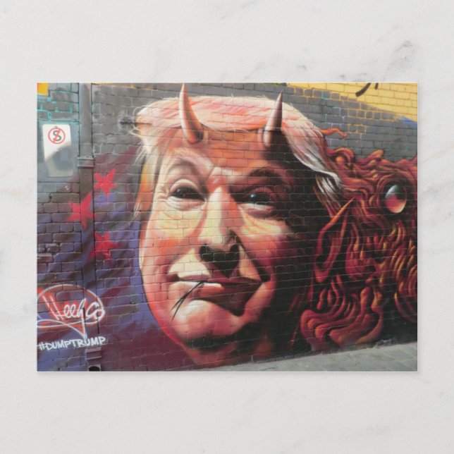 Cartão Postal Trump como Fork-Tongued Devil Grafite Wall Art (Frente)