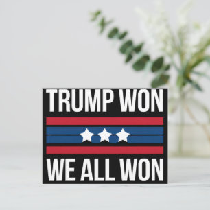Cartão Postal Trump Ganhou Nós Todos Ganhamos 2024 Bandeira dos 