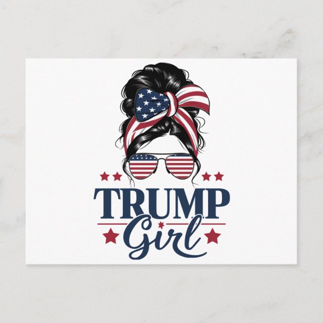 Cartão Postal Trump Girl Messy Bun Trump 2024 Eleição Americana (Frente)