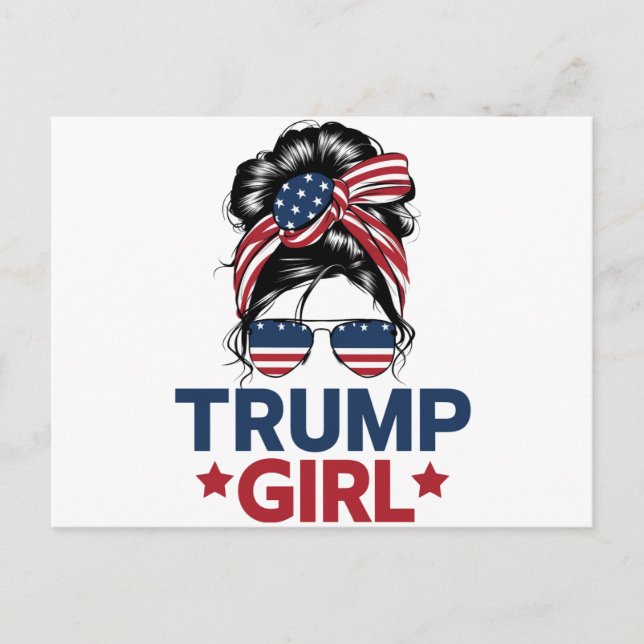 Cartão Postal Trump Girl Messy Bun Trump 2024 Eleição Americana (Frente)