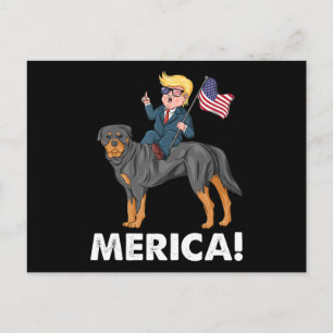 Cartão Postal Trump Merica Rottweiler Cão Americano Herói
