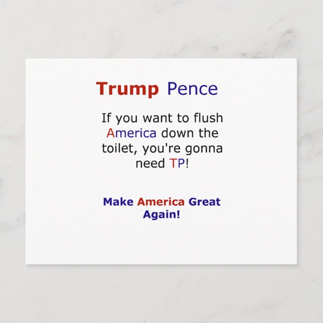 Cartão Postal Trump Pence Meme Engraçado Eleição 2016 (Frente)