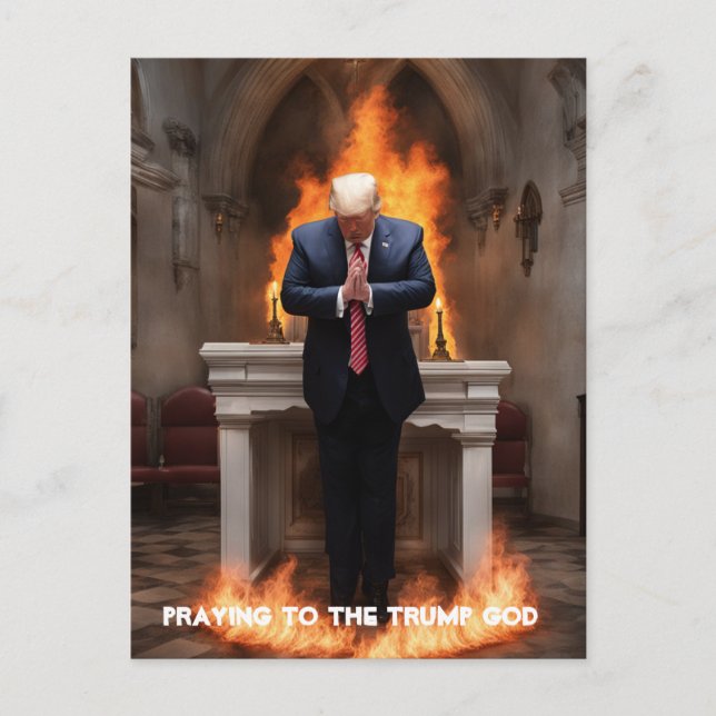 Cartão Postal Trump Prays em uma Igreja (Frente)