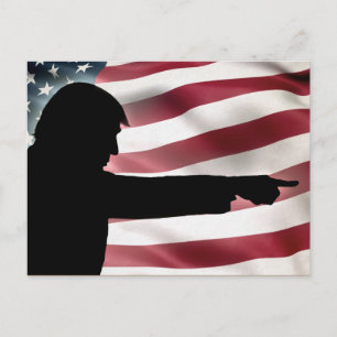 Cartão Postal Trump Silhouette USA Flag