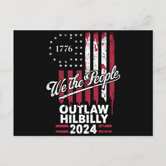 Cartão Postal Trump Vance 2024 Donald Trump Outlaw Hillbilly (Frente)