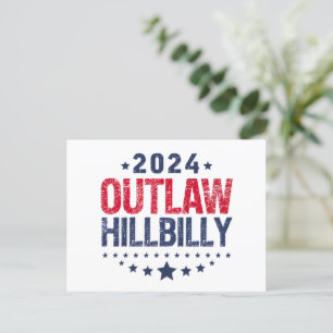 Cartão Postal Trump Vance 2024 Fora da Lei Hillbilly Bandeira do