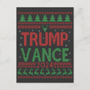 Cartão Postal Trump Vance Election Feia Christmas Sweater