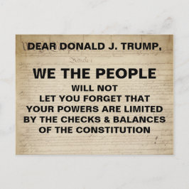 Cartão Postal Trump We the Pessoas Checs and Balances Resistance