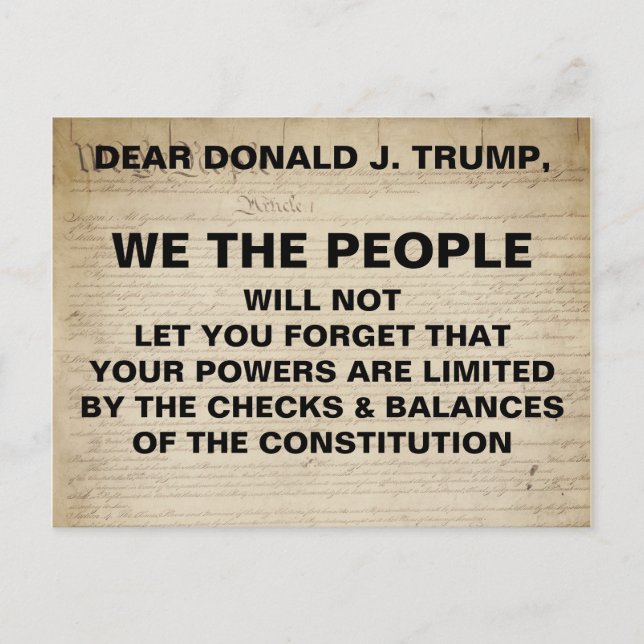 Cartão Postal Trump We the Pessoas Checs and Balances Resistance (Frente)