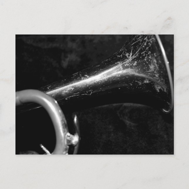 Cartão Postal Trumpet Bell preto e branco (Frente)