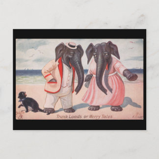 Cartão Postal Trunk loads of merry tales - elephants postcard