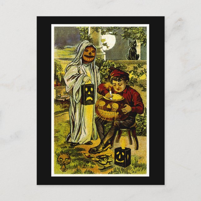Cartão Postal Truque ou Tratadores de Halloween (Frente)