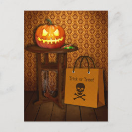 Cartão Postal Truque ou tratamento de abóbora do Halloween