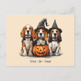 Cartão Postal Truque Ou Tratar Cães De Beagle Halloween