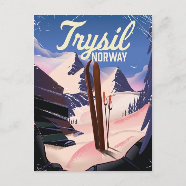 Cartão Postal Trysil Noruega esqui (Frente)