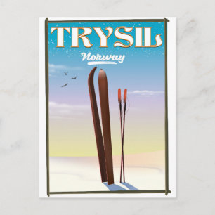 Cartão Postal Trysil Noruega, Noruega pôster de viagem de esqui