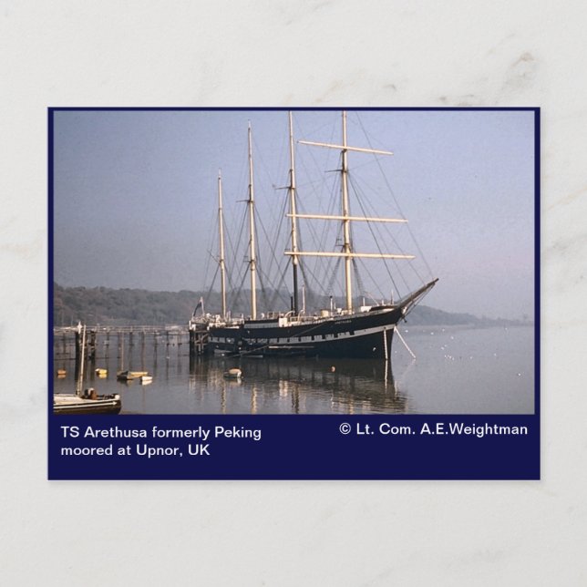 Cartão Postal TS Arethusa, antes espantado em Peking, em Upnor (Frente)