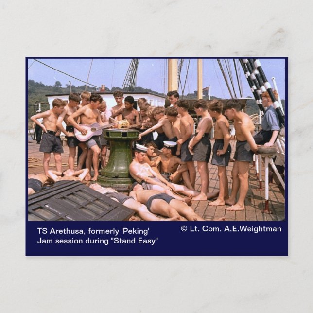 Cartão Postal TS Arethusa, antes "Pequim" "Fique Fácil" (Frente)