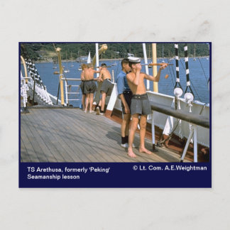 Cartão Postal TS Arethusa, antiga lição de "Pequim" Seamanship