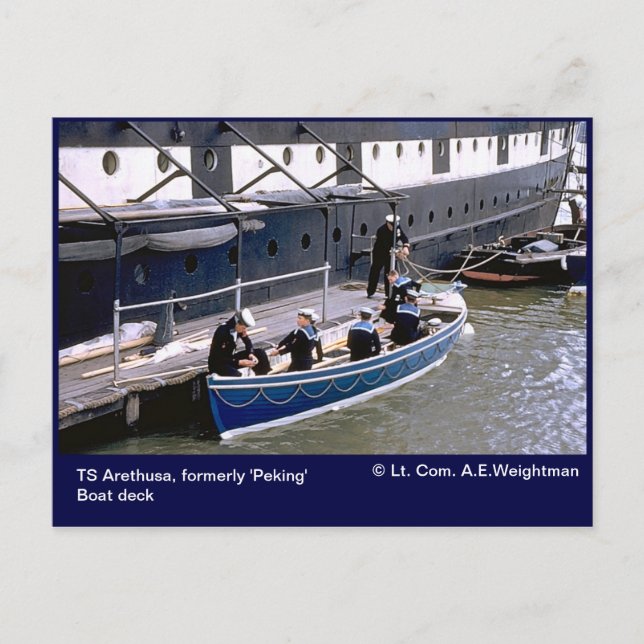 Cartão Postal TS Arethusa, antigo convés de barco "Pequim" (Frente)