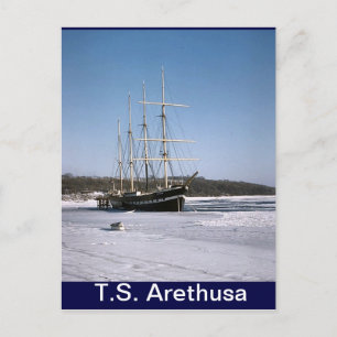 Cartão Postal TS Arethusa, no gelo Medway