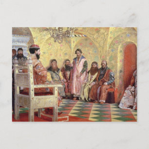 Cartão Postal Tsar Mikhail Fyodorovich com Boyars