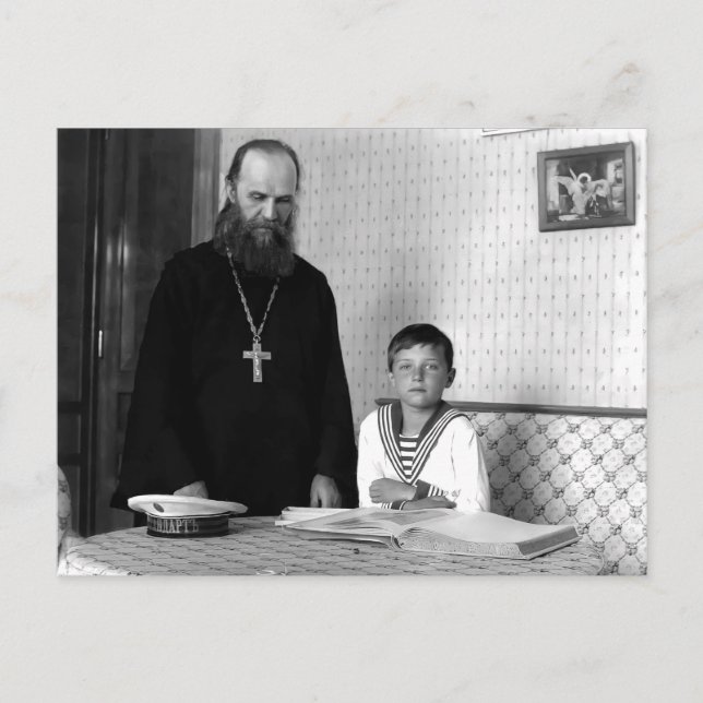 Cartão Postal Tsarevitch Alexis Romanov, filho do Posto Rússia (Frente)