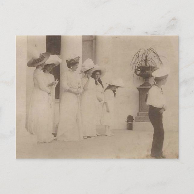 Cartão Postal TSARINA & Children OTMA & ALEXIS Romanov Rússia#11 (Frente)