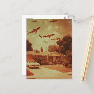 Cartão Postal Tubarões Voadores Vintage na vizinhança
