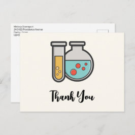 Cartão Postal Tubo de ensaio de química e Béquer Obrigado