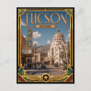 Cartão Postal Tucson Arizona Arte Deco Antiga Idade Dourada
