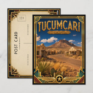 Cartão Postal Tucumcari Novo México Arte Deco Vintage Idade Dour