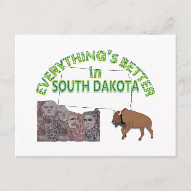 Cartão Postal Tudo é Melhor em South Dakota (Frente)