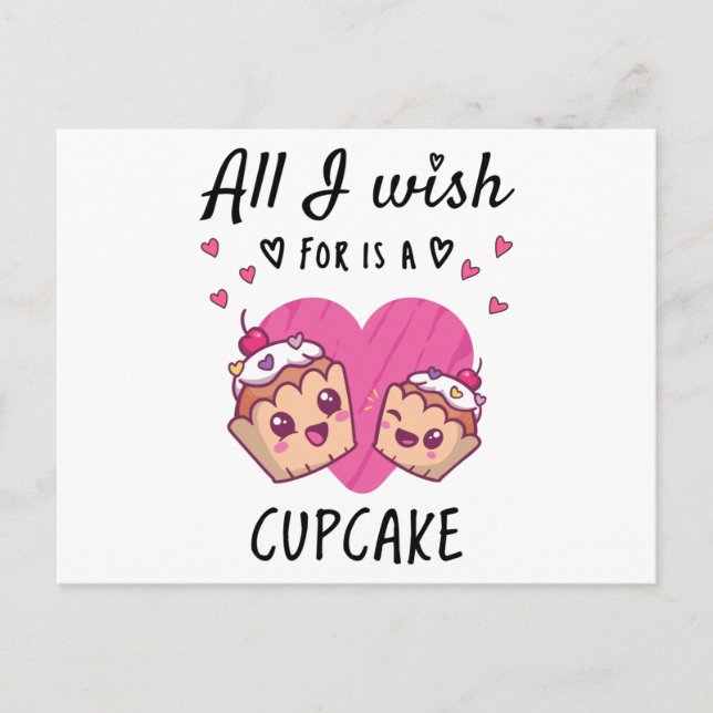 Cartão Postal Tudo o que desejo é um Cupcake (Frente)