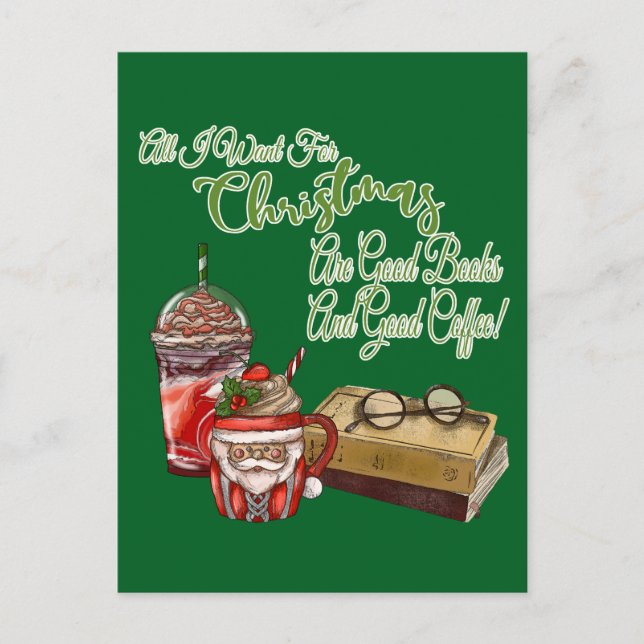 Cartão Postal Tudo O Que Eu Quero Para O Natal São Boas Livros (Frente)