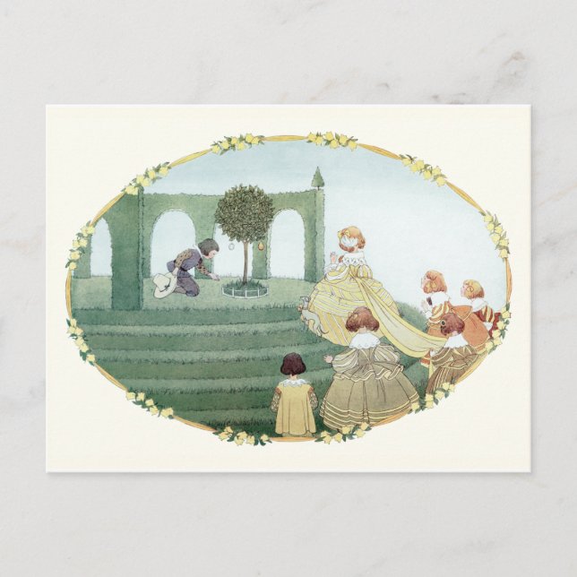 Cartão Postal Tudor Princess e Maids por H. Willebeek Le Mair (Frente)