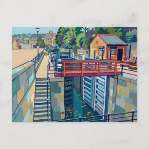 Cartão Postal Tuel Lane Lock Sowerby Bridge Yorkshire Arte do Ca
