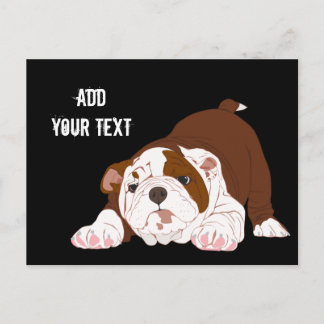 Cartão Postal Tuff Playful Buldogue Puppy