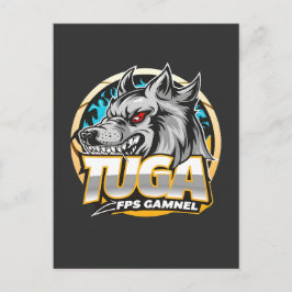 Cartão Postal TUGA Wolf Gaming Logo Esports Style