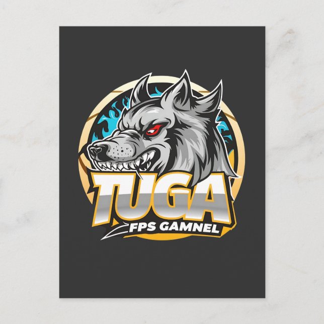 Cartão Postal TUGA Wolf Gaming Logo Esports Style (Frente)