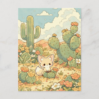 Cartão Postal Túlio Espinhoso em Flor Kawaii Fennec Fox