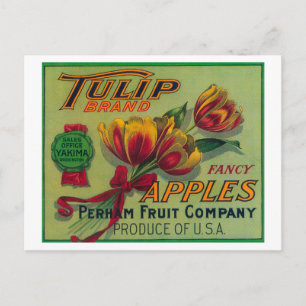 Cartão Postal Tulip Apple Crate LabelYakima, WA