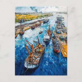 Cartão Postal Tulip Fields with Barn and Stream Fantasy Painting