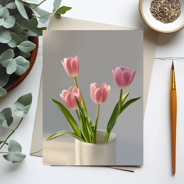 Cartão Postal Tulip Vase Realism Painting (Criador carregado)