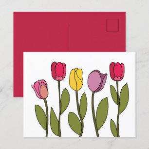 Cartão Postal Tulipa Floral Colorida