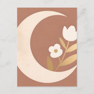 Cartão Postal Tulipa Floral Lua Crescente Minimalista