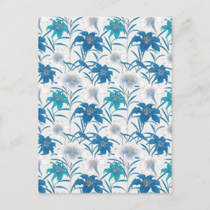 Cartão Postal Tulipas da Primavera Floral Lilás Azul