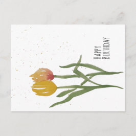 Cartão Postal Tulipas em Aquarela - Feliz Aniversário